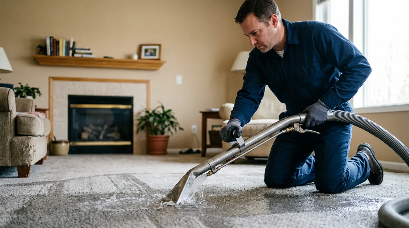 Water damage restoration technician working near Greenfield Park, NY